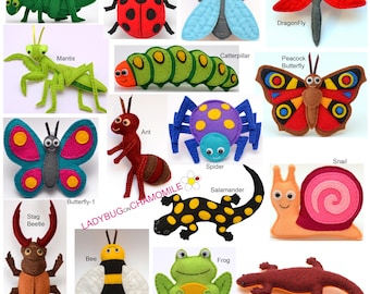 INSECTS and BEETLES Felt Toys, Ornaments,Magnets