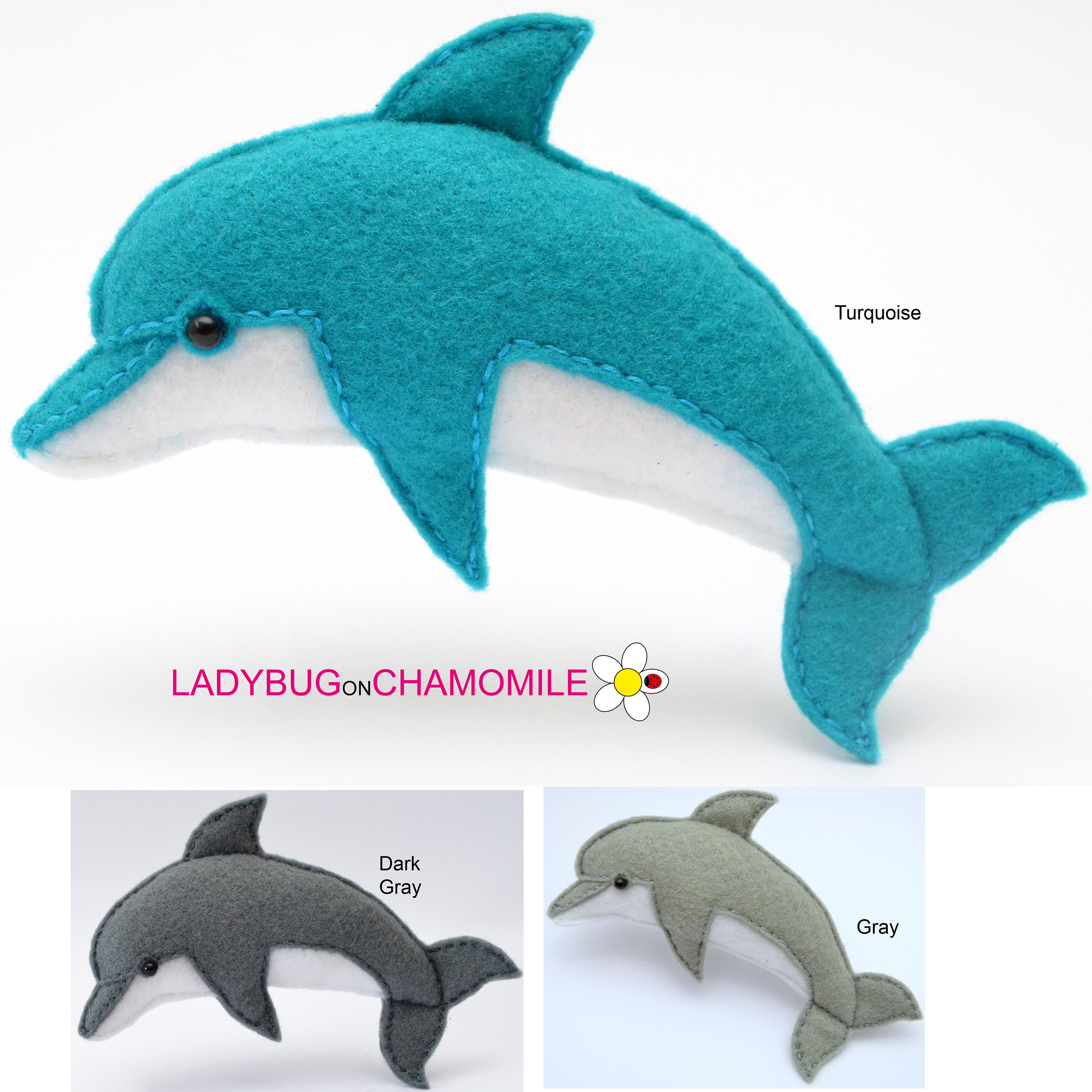 DOLPHIN Felt Toy, Ornament, Magnet - Etsy