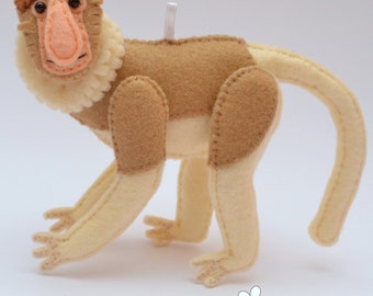 Felt PROBOSCIS MONKEY (Long-nosed monkey) Ornament, Toy