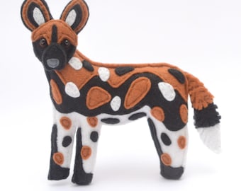 AFRICAN WILD DOG Felt Ornament, Toy, Magnet