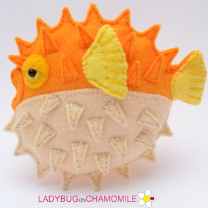 PORCUPINEFISH, PUFFERFISH, BLOWFISH felt Toy, Ornament, Magnet