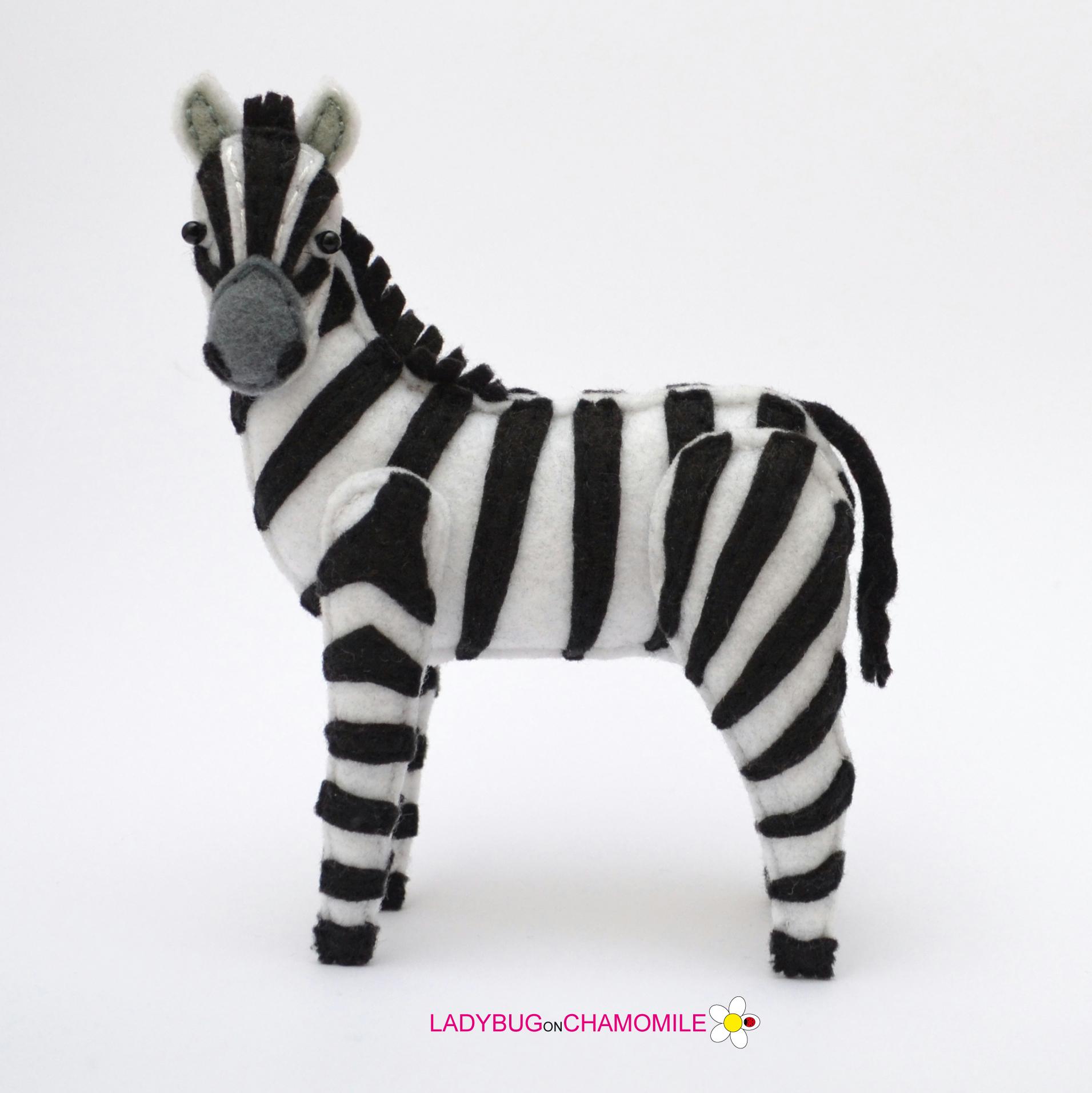 Felt Zebra | Handmade Zebra Figure | African Safari Animal
