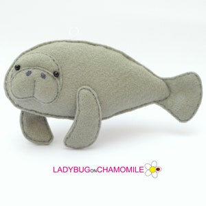 MANATEE (LAMANTIN) felt Toy, Ornament, Magnet, Keychain, Brooch