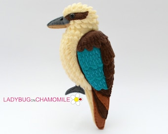 Felt Kookaburra | Handmade Kookaburra Bird Toy, Figure | Australian Bird Ornament | Bird Lover Gift | Wildlife Decor
