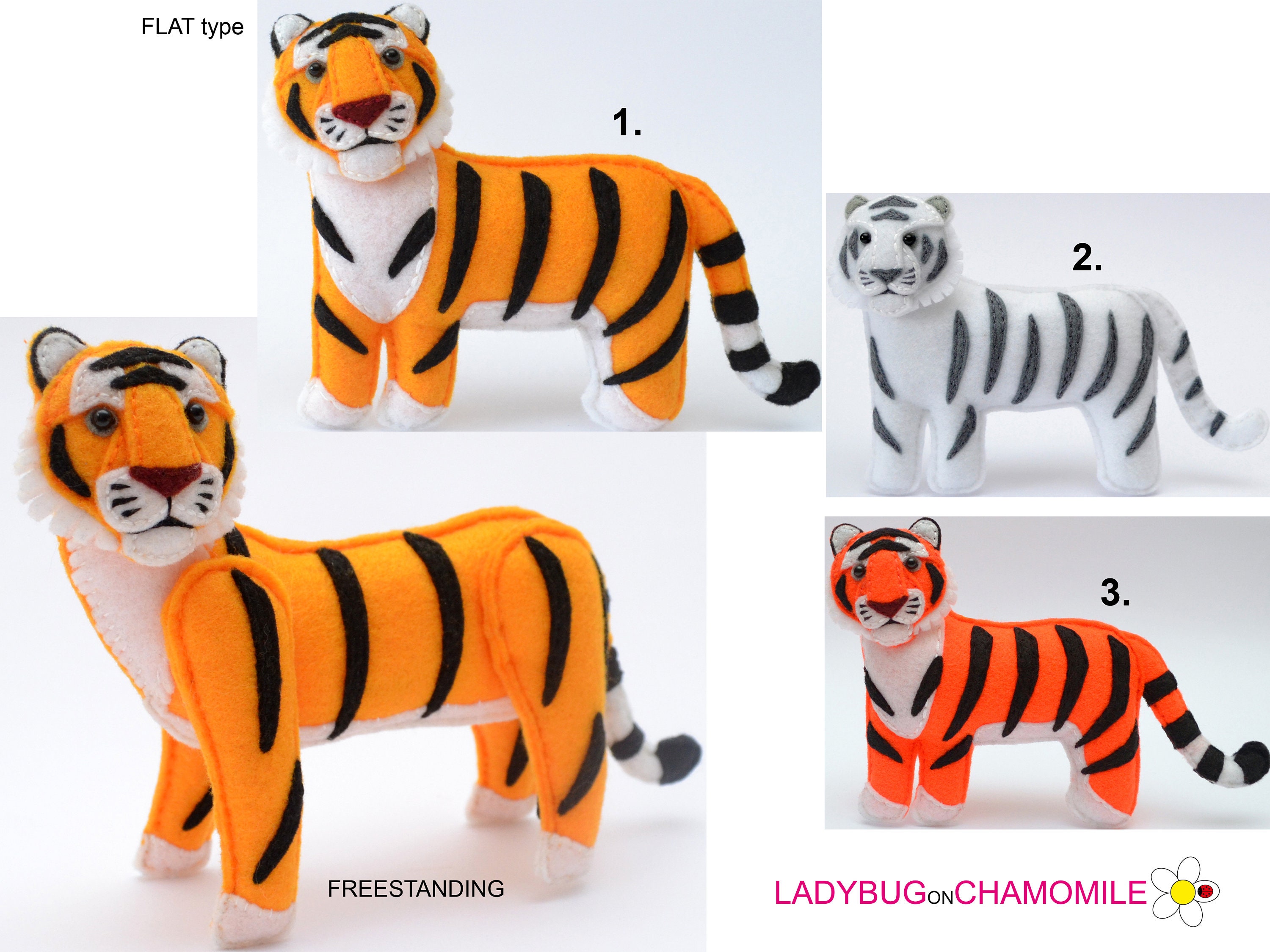 Tiger Felt Toy Ornament Magnet Keychain Brooch Etsy