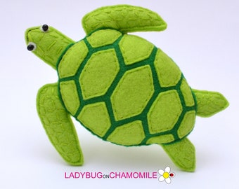 Felt SEA TURTLE Ornament, Toy, Magnet.