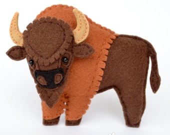 Felt Bison | American Buffalo Figure | Woodland & Prairie Animal Ornament | Wildlife Decor | Nature Gift