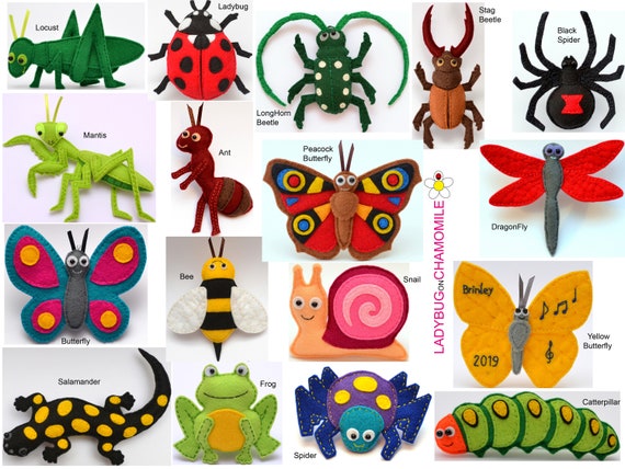 INSECTOS y ESCARABAJOS Juguetes y adornos de fieltro -  México