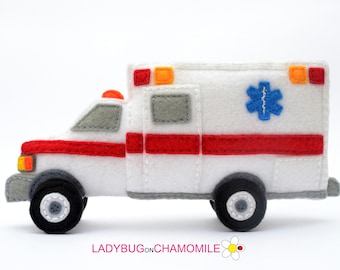 AMBULANCE CAR felt Toy, Ornament