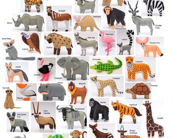 AFRICAN SAFARI ANIMALS Felt Toys, Ornaments, Magnets, Keychains, Brooches