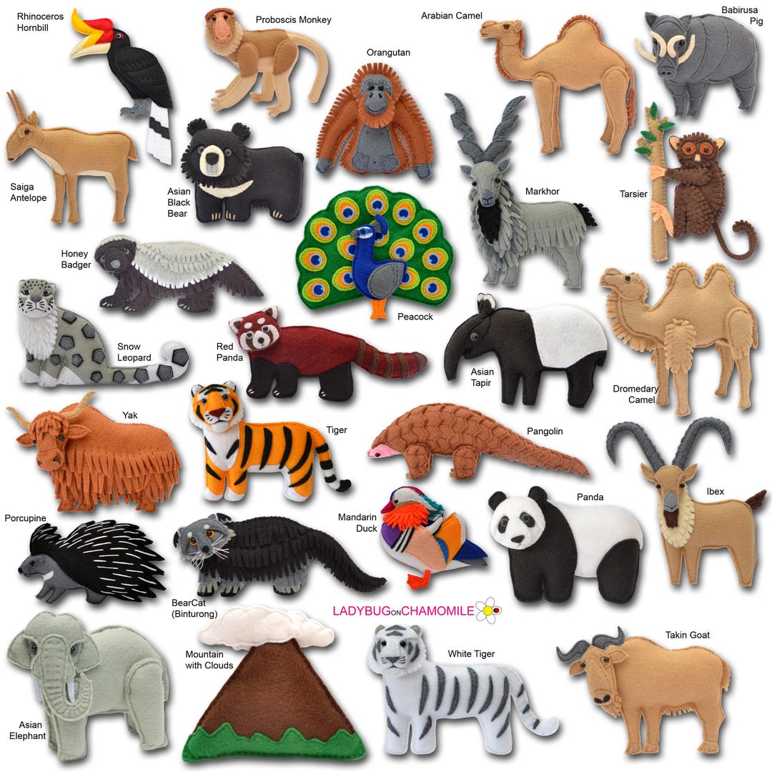 Buy ASIAN ANIMALS Felt Toys, Ornaments, Magnets Online in India - Etsy