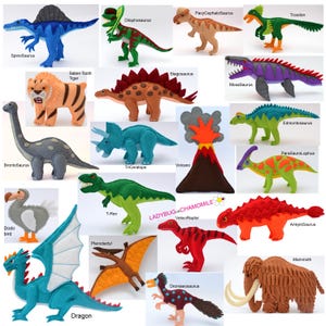 DINOSAURS Felt Toys, Ornaments, Magnets, Keychains, Brooches