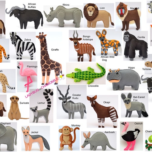 AFRICAN SAFARI ANIMALS Felt Toys Ornaments Magnets - Etsy AFRICAN SAFARI ANIMALS Felt Toys Ornaments Magnets - Etsy
