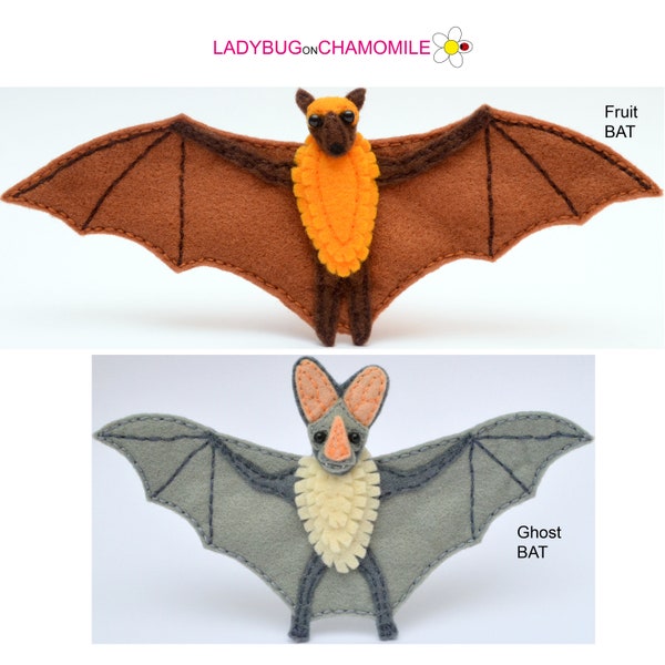 GHOST BAT, FLYING Fox felt Toy, Ornament