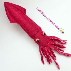 Felt GIANT SQUID felt Toy, Ornament, Magnet