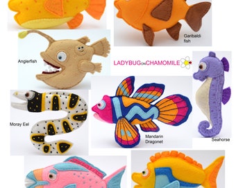 SPLASH and BUBBLES TV Show Fishes Felt Toys, Ornaments, Magnets