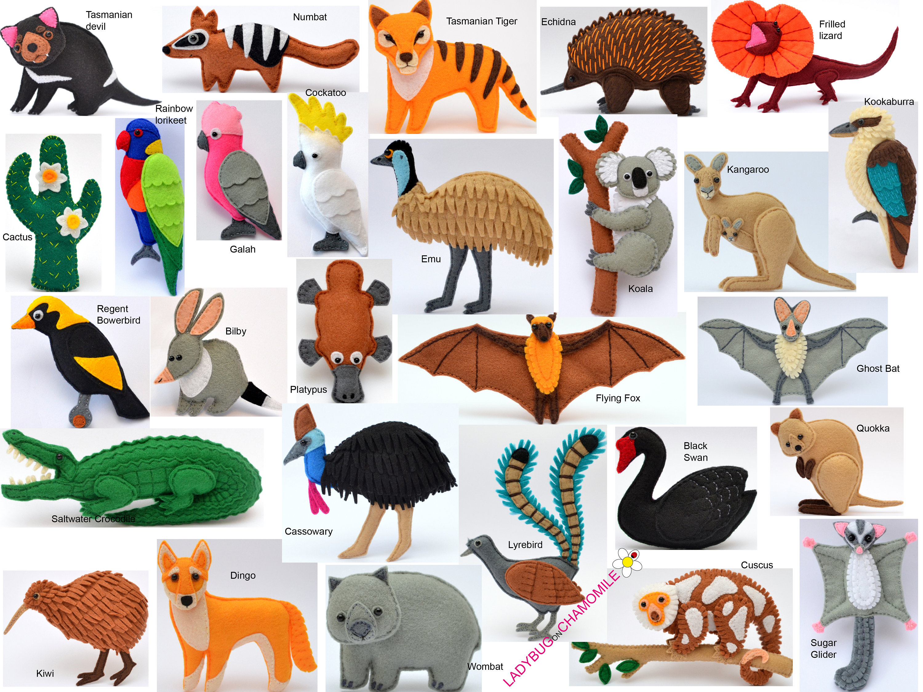 AUSTRALIAN ANIMALS felt Toys Ornaments Etsy