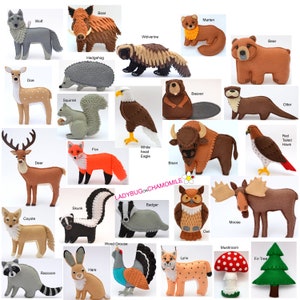 FOREST ANIMALS Felt Toys, Ornaments, Magnets image 1