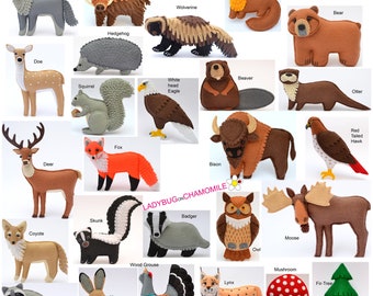 FOREST ANIMALS Felt Toys, Ornaments