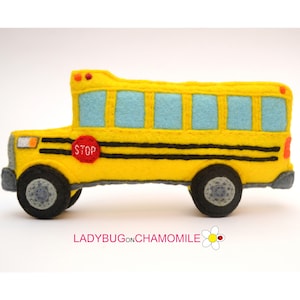 Felt SCHOOL BUS, stuffed felt School Bus Ornament, Toy.