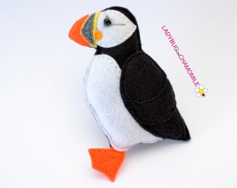 PUFFIN felt Toy, Ornament, Magnet, Keychain, Brooch