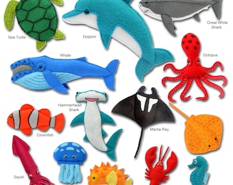 Felt Sea Creatures | Handmade Ocean Decor & Marine Life Collection | Nautical Nursery Set