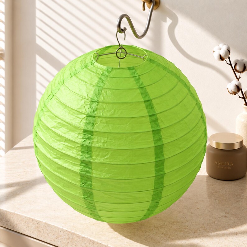 Paper Ltern Fresh Green Round Paper Lantern, Hanging Party Decoration - Etsy