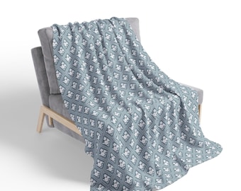 Coperta in pile sherpa a forma di diamante con motivo floreale