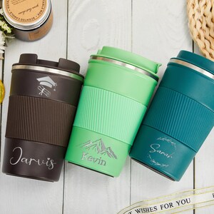 Personalised 380ML, 510ML Metal Coffee Cups, Personalized Engraved Stainless Steel Coffee/Tea Mugs, Hot - Cold Travel Mug, Gift For Him/Her