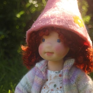 Luna – 14" Waldorf Doll | Wensleydale Hair | Summer Dress | OOAK Handmade Cloth Doll | Waldorf Toy Gift | Button-Jointed | Fair Skin