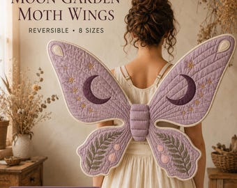 Moth Wings Sewing Pattern PDF, Reversible Quilted Fairy Costume Wings, 8 Sizes Doll to Adult
