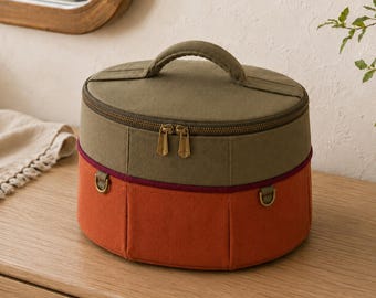 Makeup Bag Sewing Pattern PDF – Fold-Down Cosmetic Organizer with Hinged Lid, 3 Sizes