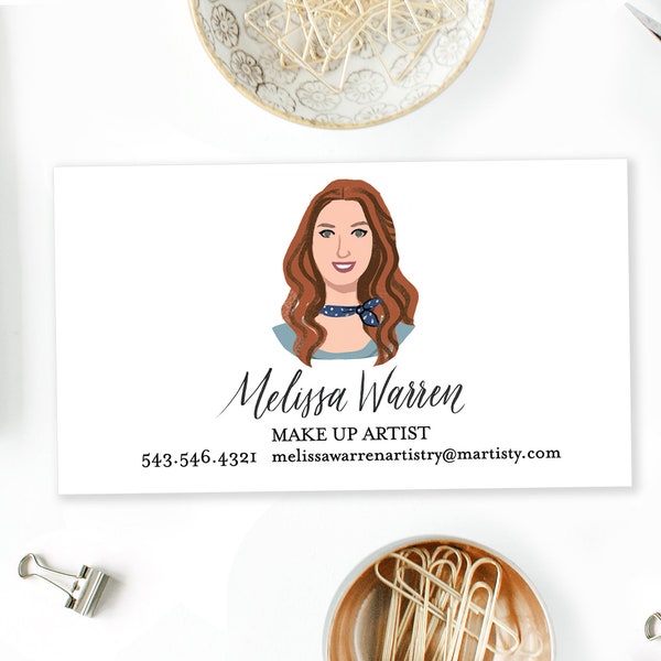Custom Illustrated Portrait Personalized Business Cards (Digital File Only)