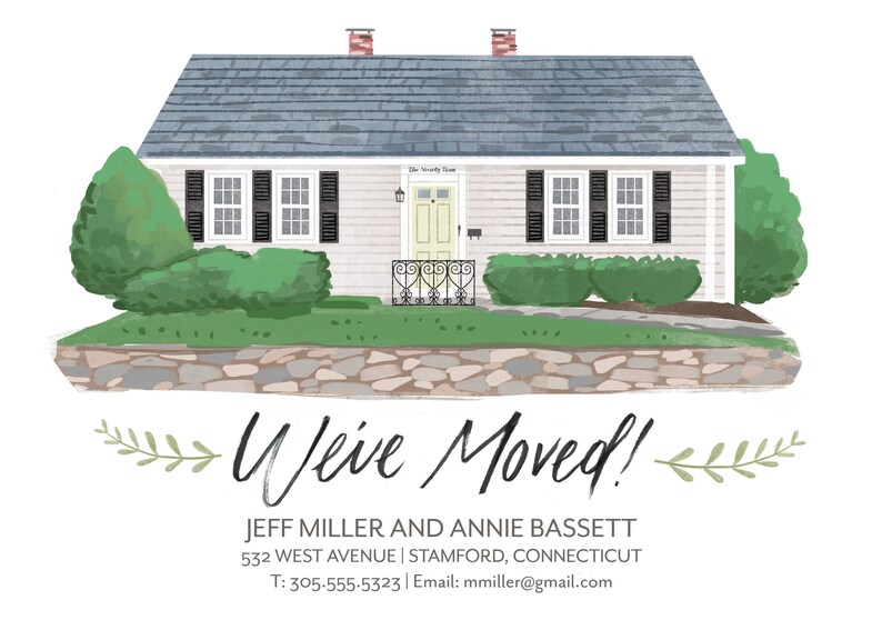 We/'ve Moved Custom House Portrait Illustration Announcement Card digital file only