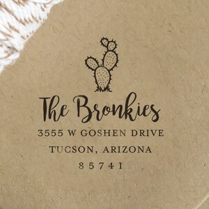 Saguaro Cactus Address Stamp: Custom Desert Homeowner Gift