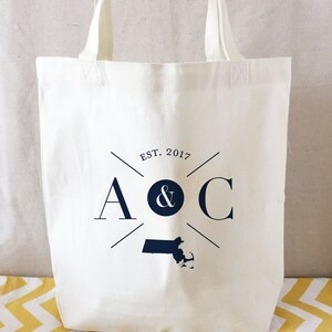 Wedding Tote Bag Monogram State Outline Tote Bridal Party - Etsy