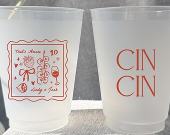 Thats Amore custom shatterproof cups for Italian garden party