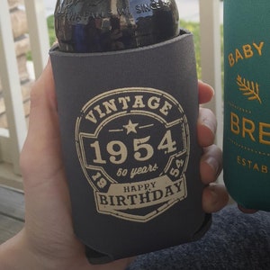 Custom Beer Label Can Coolers: Vintage Birthday Party Favors