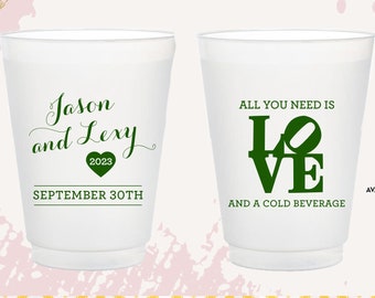 Philadelphia LOVE symbol plastic cups, party cups, custom wedding cups, frosted party cups, philly couple, beer cups, plastic party cup 002