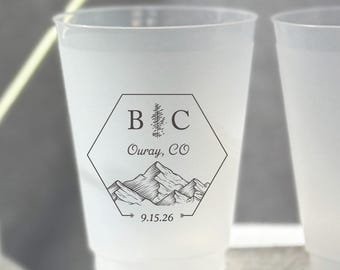 Mountain Wedding Cups: Frosted Shatterproof Party Favors