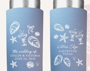 Personalized Beach Wedding Can Coolers: Coastal Party Favors