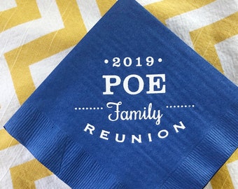 Reunion napkin, family reunion napkin, custom event napkins, personalized napkins, reunion party napkins, reunion Beverage napkin - N059