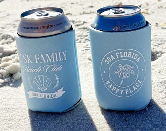 Personalized Beach Can Cooler: 30A Florida Vacation Keepsake