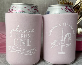 Carousel Horse Birthday Can Coolers: Circus Party Favors