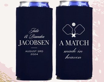 A match made in heaven pickleball favor, pickleball gift, Seltzer drink holder, skinny can, wedding can cooler, seltzer can sleeve S0245