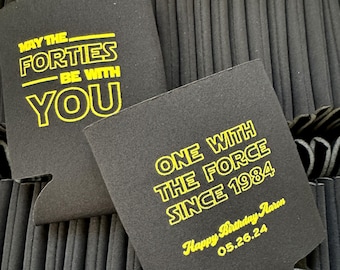 Star Wars theme 40th birthday gift, May the forties be with you, One with the force can drink sleeve, funny 40th can sleeve, turning 40 K262