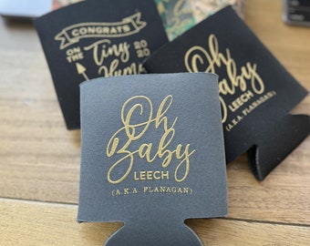 Congrats on the Tiny Human Oh Baby shower favors, oh baby can coolers, funny baby shower favor, Oh Baby theme gift, can drink sleeves K261