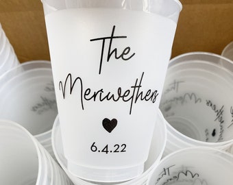 Styled Script wedding cups, wedding party cups, party souvenir, personalized party decor, wedding cup, personalized cup, wedding bar C0081