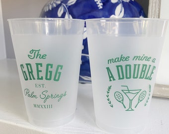 Make mine a double plastic party cup, country club, tennis theme cup, country club, cocktail party cups, plastic cup, bachelorette cups C244