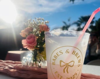 Babes and Brews Party Cups: Gold Ink, Shatterproof, Set of 10